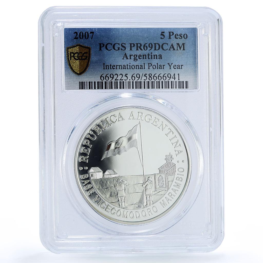 Argentina 5 pesos International Polar Year PR 69 PCGS silver coin 2007