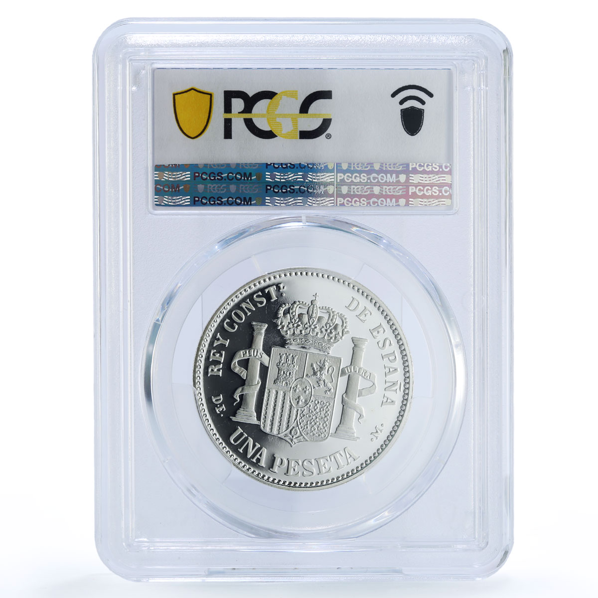 Spain Alfonso XII 1 Peseta Restrike Replica 1876 SP 69 PCGS silver token 2020