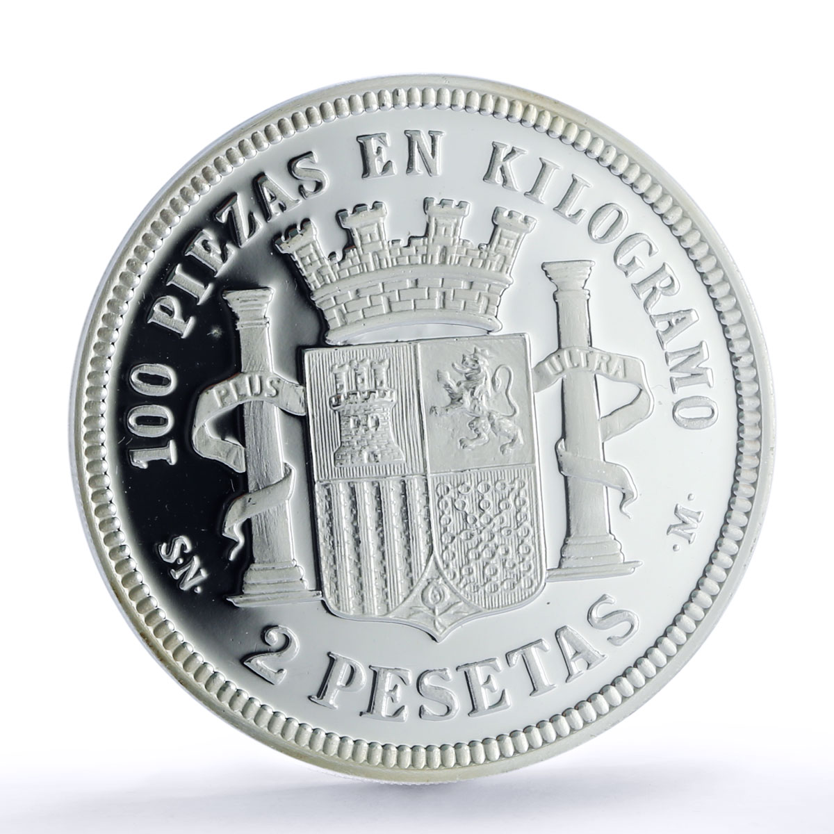 Spain Provisional 2 Pesetas Restrike Replica 1869 SP 69 PCGS silver token 2020