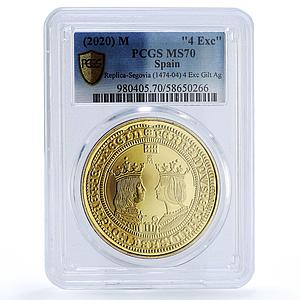 Spain Segovia 4 Excelentes Restrike 1474 MS 70 PCGS silver token 2020