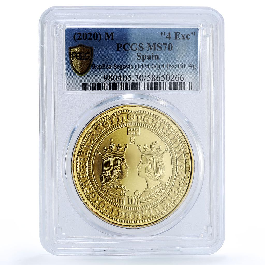 Spain Segovia 4 Excelentes Restrike 1474 MS 70 PCGS silver token 2020