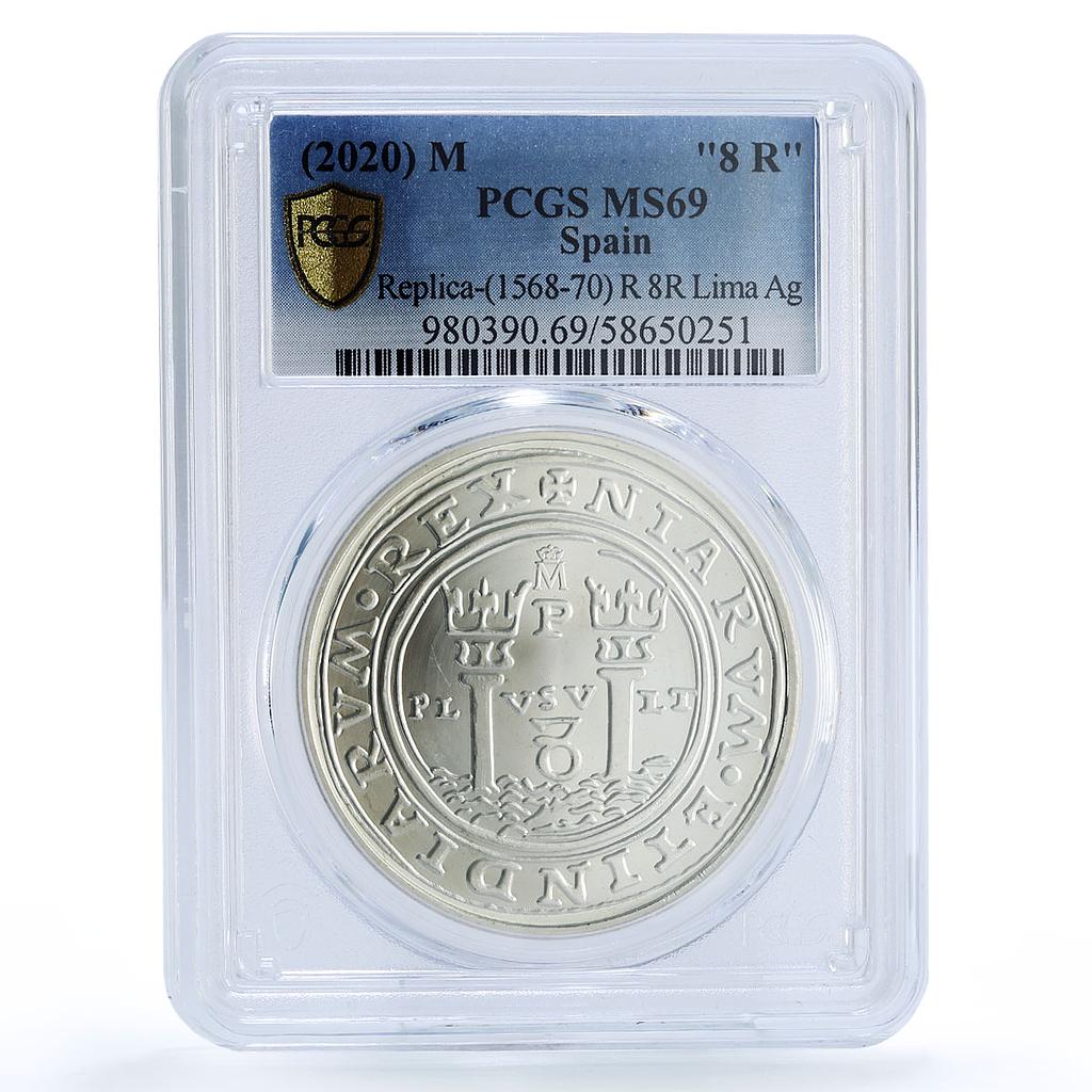 Spain Charles III 8 Reales Lima Peru Restrike MS 69 PCGS silver token 2020
