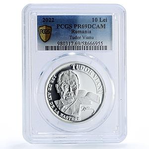 Romania 10 lei Tudor Vianu Philosopher Science PR 69 PCGS silver coin 2022