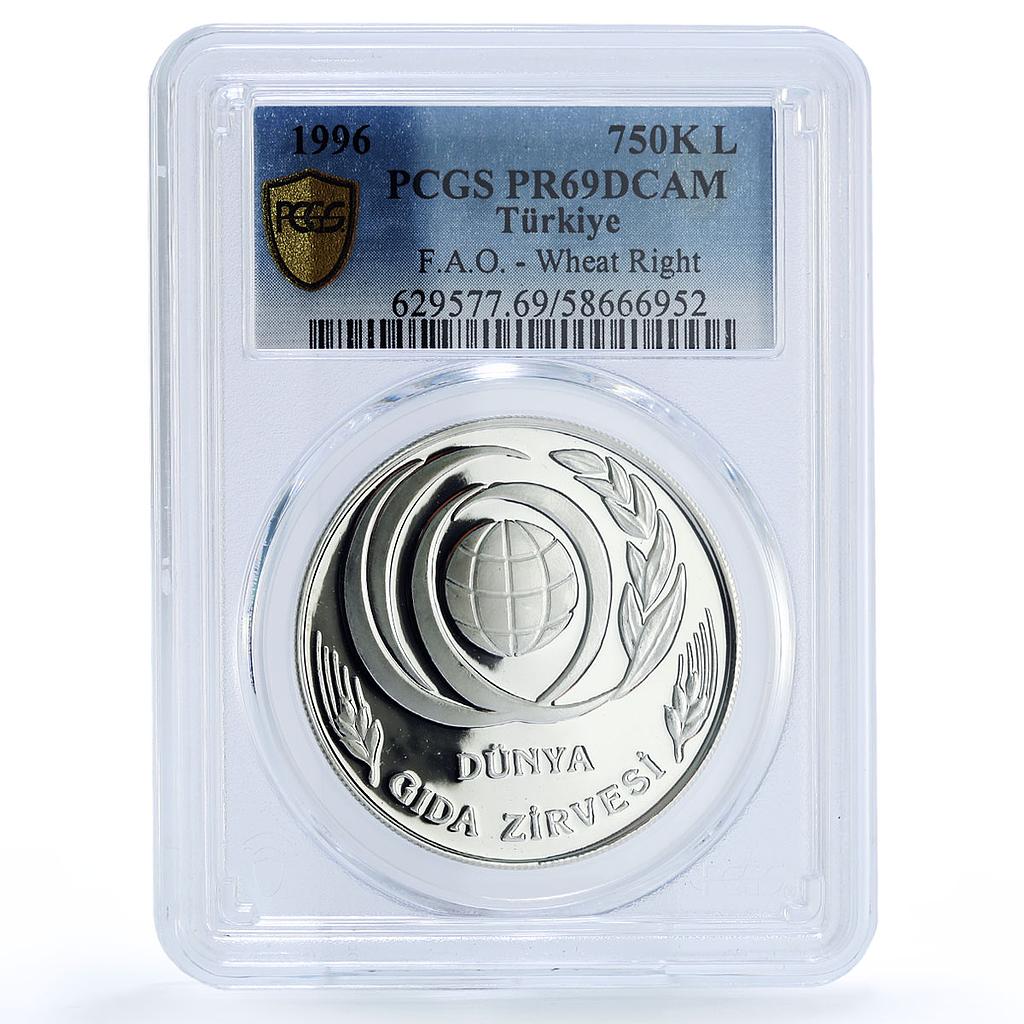 Turkey 750000 lira FAO World Food Day Wheat Right PR 69 PCGS silver coin 1996