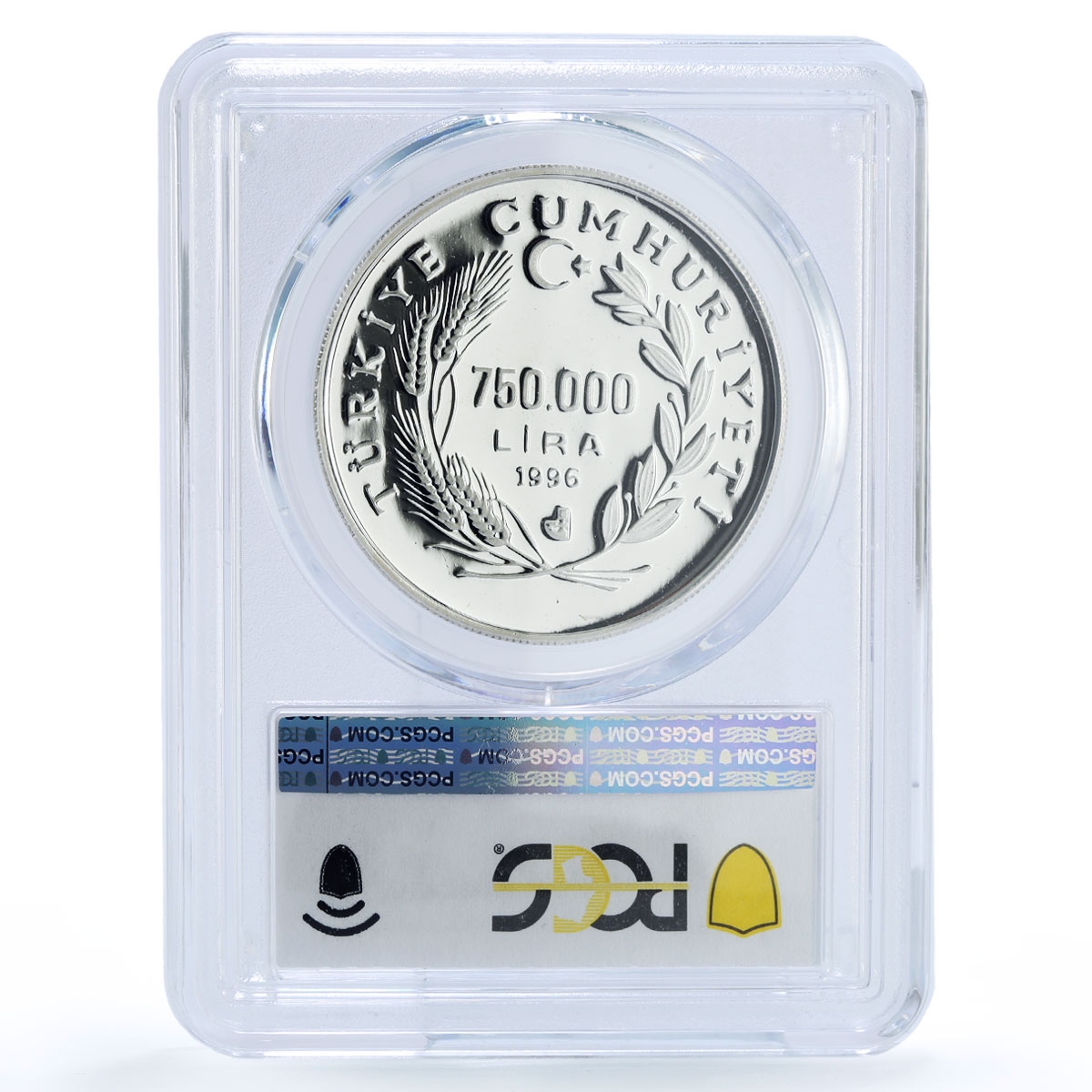 Turkiye 750000 lira FAO World Food Day Wheat Right PR 69 PCGS silver coin 1996