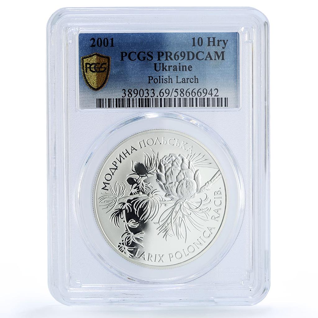 Ukraine 10 hryvnias Larix Polonica Polish Larch PR 69 PCGS silver coin 2001