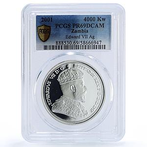 Zambia 4000 kwacha King Edward VII History Politics PR 69 PCGS silver coin 2001