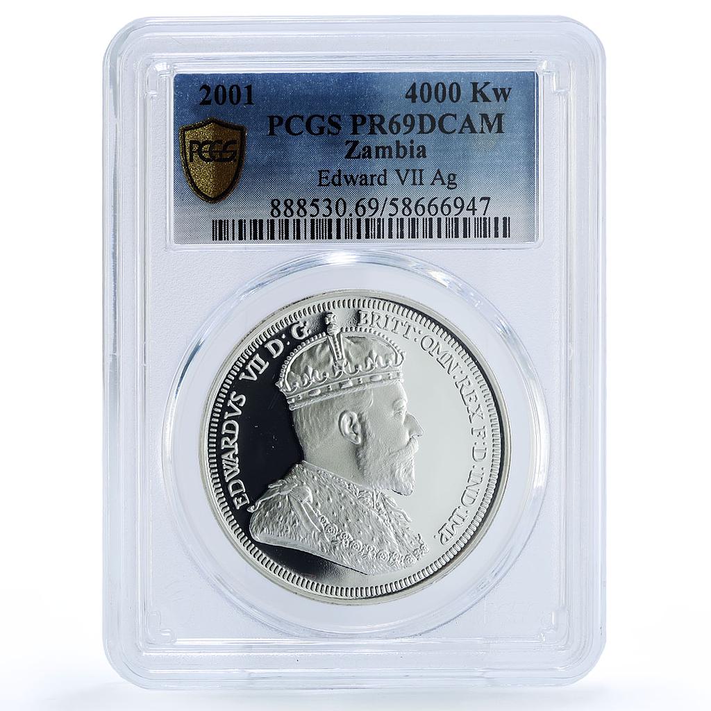 Zambia 4000 kwacha King Edward VII History Politics PR 69 PCGS silver coin 2001