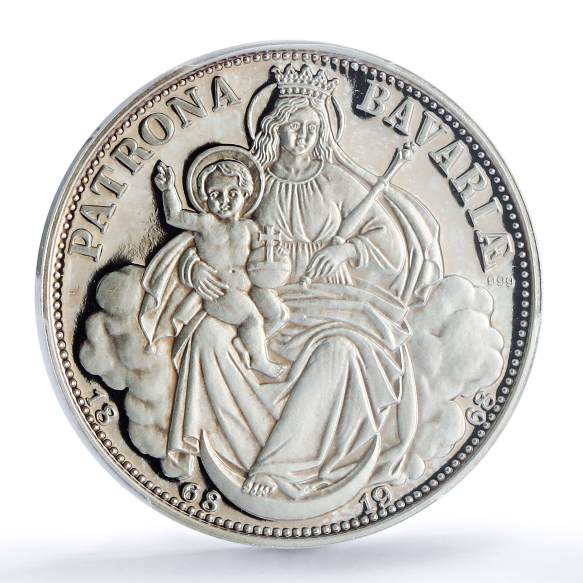 Germany Federal Bavaria Madonna 1868 w/ Baby Jesus SP 66 PCGS silver medal 1968