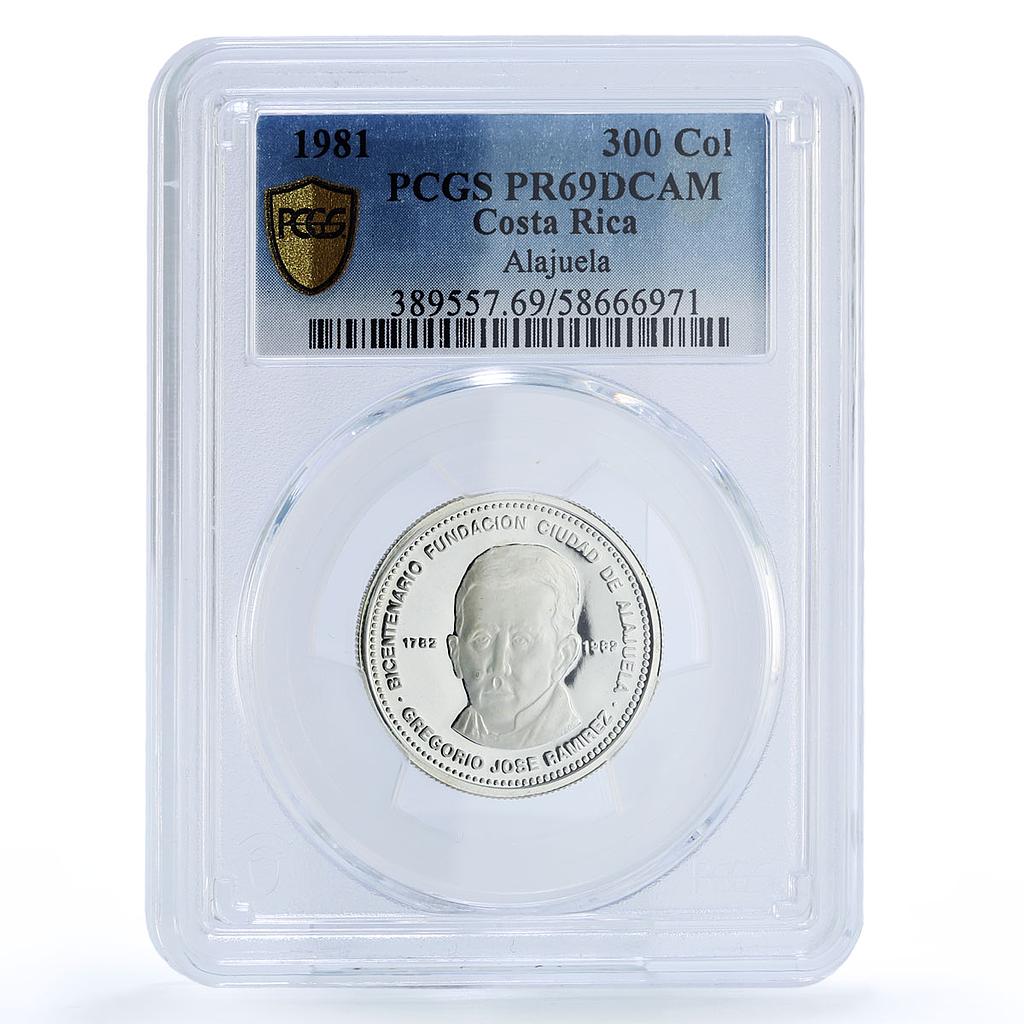 Costa Rica 300 colones Alajuela City Jose Ramirez PR 69 PCGS silver coin 1981
