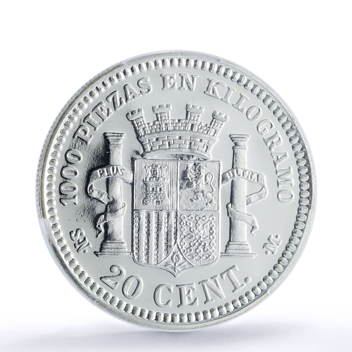 Spain Provisional 20 Centimos Restrike Replica 1870 SP 69 PCGS silver token 2020