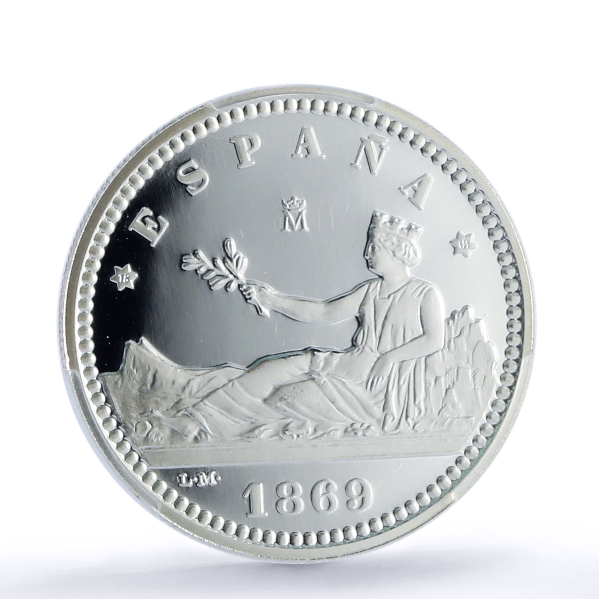Spain Provisional 50 Centimos Restrike Replica 1869 SP 69 PCGS silver token 2020