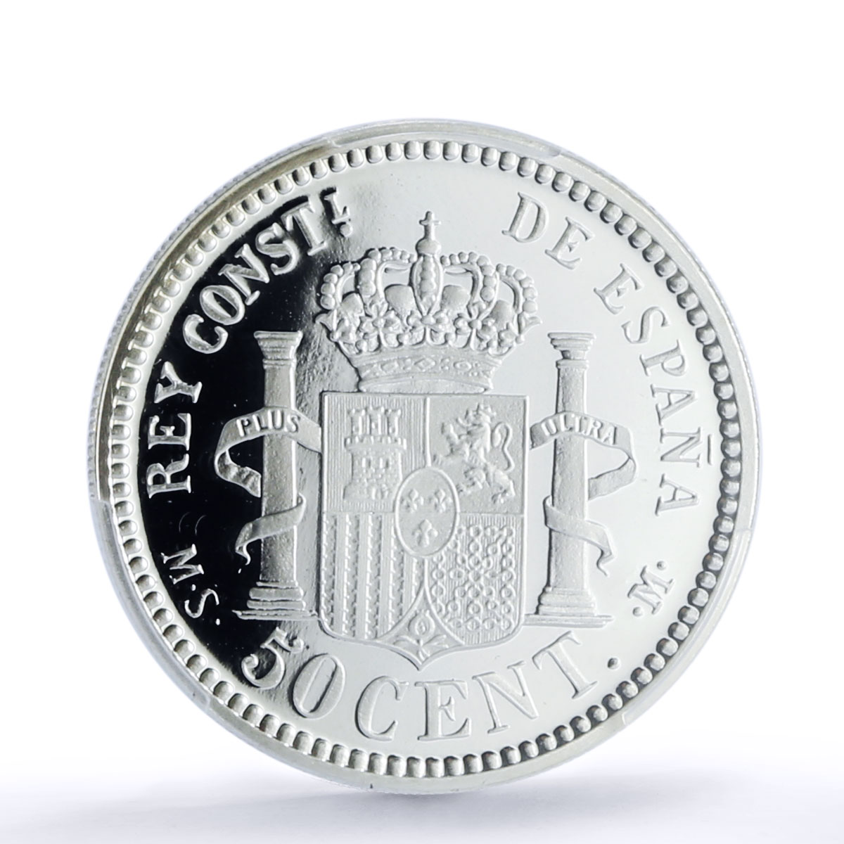 Spain Alfonso XII 50 Centimos Restrike Replica 1880 SP 69 PCGS silver token 2020