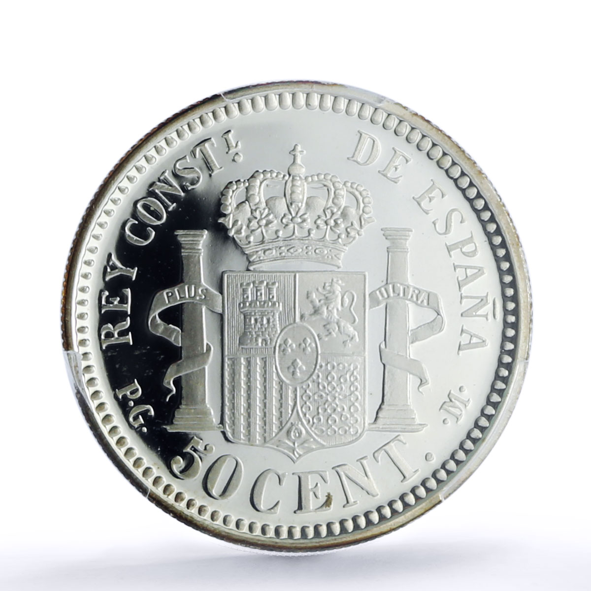 Spain Alfonso XIII 50 Centimo Restrike Replica 1892 SP 69 PCGS silver token 2020
