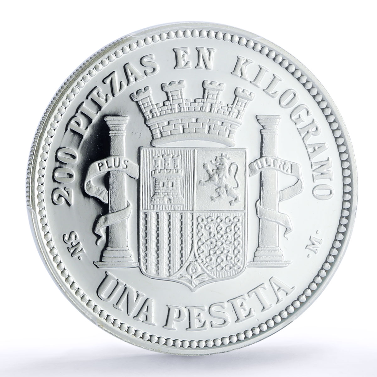 Spain Provisional 1 Peseta Restrike Replica 1869 SP 69 PCGS silver token 2020