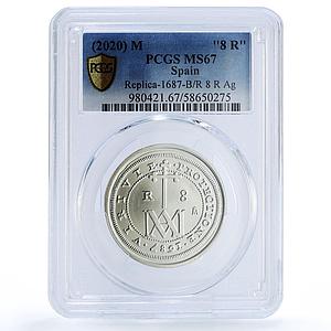 Spain Charles II 8 Reales Restrike 1687 MS 67 PCGS silver token 2020