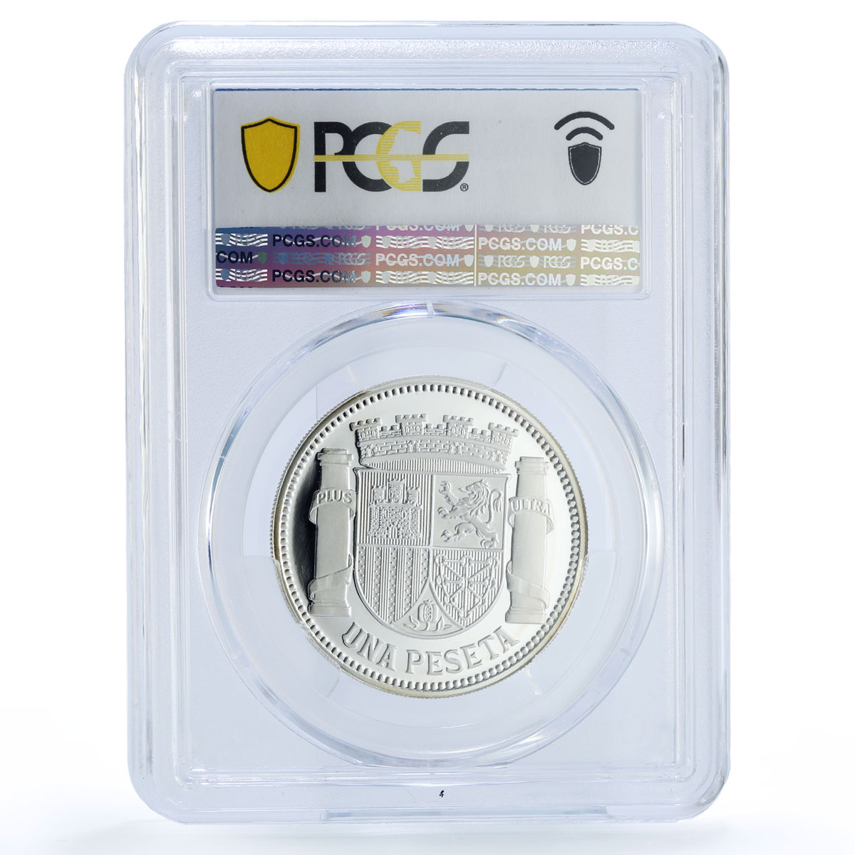 Spain Republic 1 Peseta Restrike Replica 1933 SP 69 PCGS silver token 2020