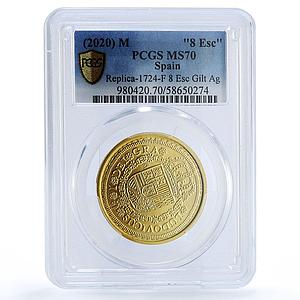 Spain Louis I 8 Escudos Restrike 1724 MS 70 PCGS silver token 2020