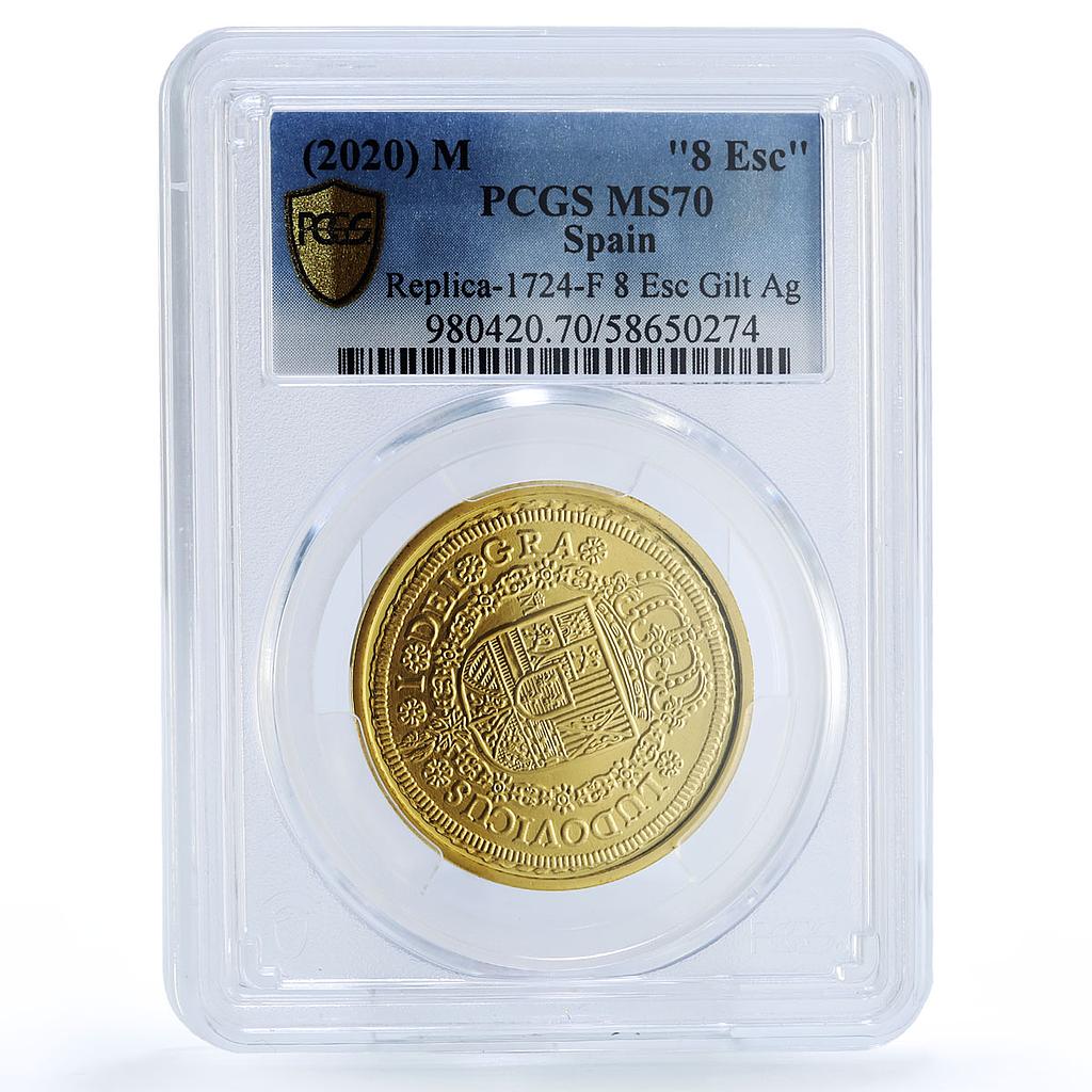 Spain Louis I 8 Escudos Restrike 1724 MS 70 PCGS silver token 2020