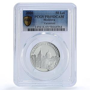 Moldova 50 lei Varzaresti Monastery Church Religion PR 69 PCGS silver coin 2000