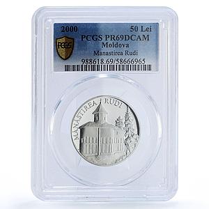 Moldova 50 lei Rudi Monastery Church Religion PR 69 PCGS silver coin 2000