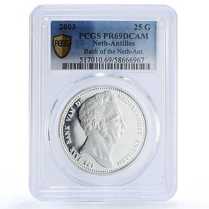Netherlands 25 gulden Central Bank King William I PR 69 PCGS silver coin 2003
