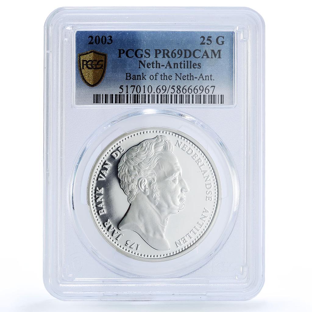 Netherlands 25 gulden Central Bank King William I PR 69 PCGS silver coin 2003