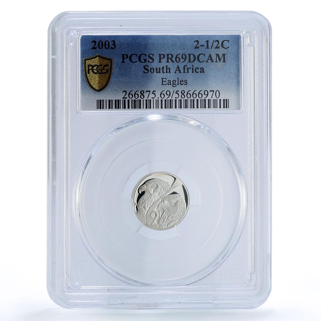South Africa 2 1/2 cents Eagles Birds Prey Fauna PR 69 PCGS silver coin 2003