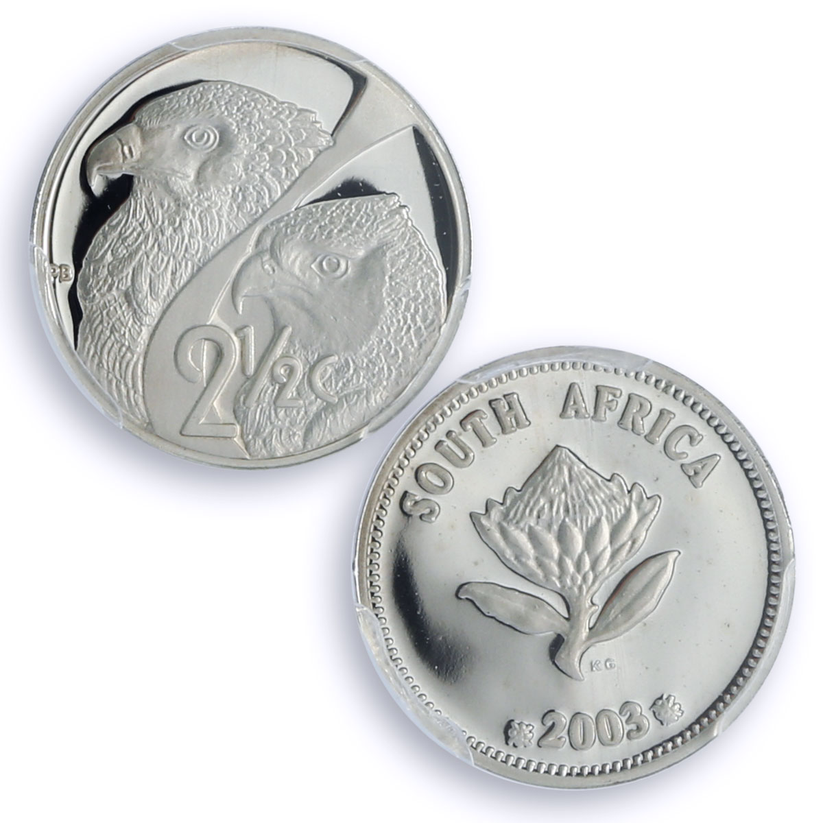 South Africa 2 1/2 cents Eagles Birds Prey Fauna PR 69 PCGS silver coin 2003