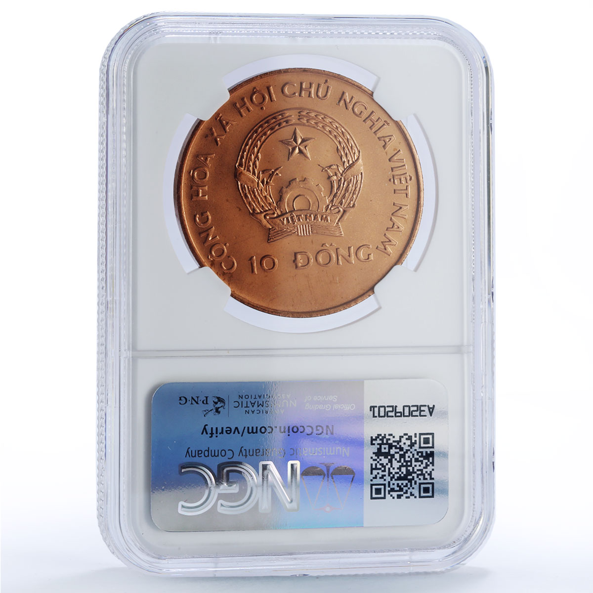 Vietnam 10 dong Football Soccer World Cup USA 1994 MS 65 NGC copper coin 1992