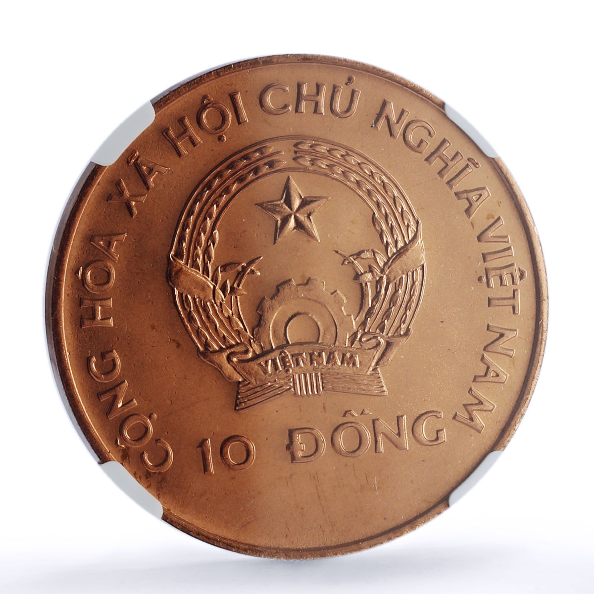 Vietnam 10 dong Football Soccer World Cup USA 1994 MS 65 NGC copper coin 1992
