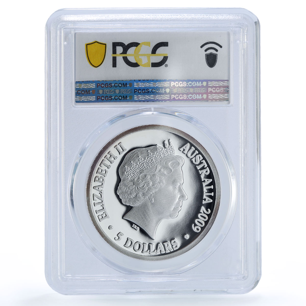 Australia 5 dollars Aurora Australis Ship Hologram PR 69 PCGS silver coin 2009