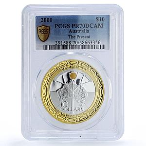 Australia 10 dollars Millennium The Present Gilt PR 70 PCGS silver coin 2000