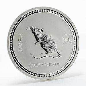 Australia 1dollar Year of Mouse Rat Lunar Series I silver coin 1 oz 2008