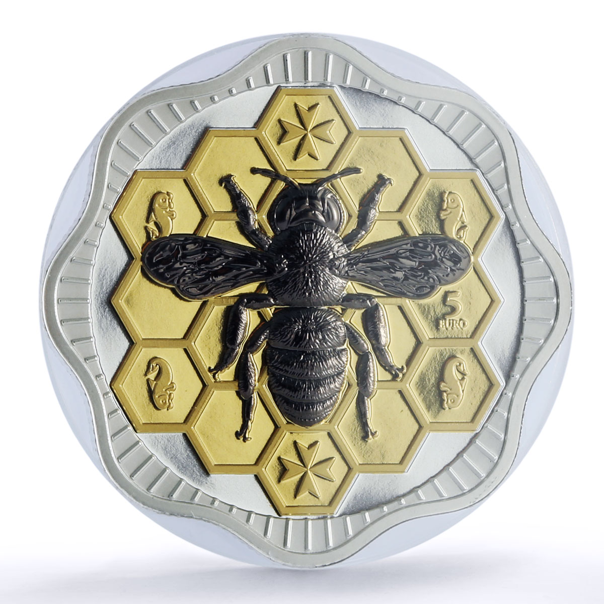 Malta 5 euro Maltese Bee Nature Wildlife Fauna Gilt MS 68 PCGS silver coin 2024
