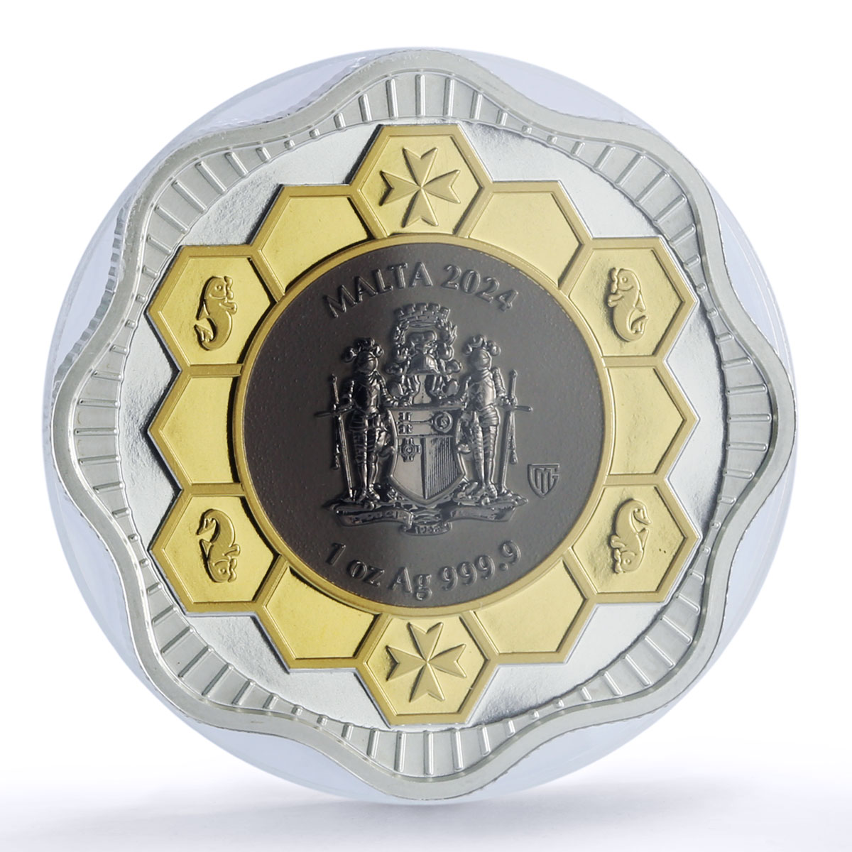Malta 5 euro Maltese Bee Nature Wildlife Fauna Gilt MS 68 PCGS silver coin 2024