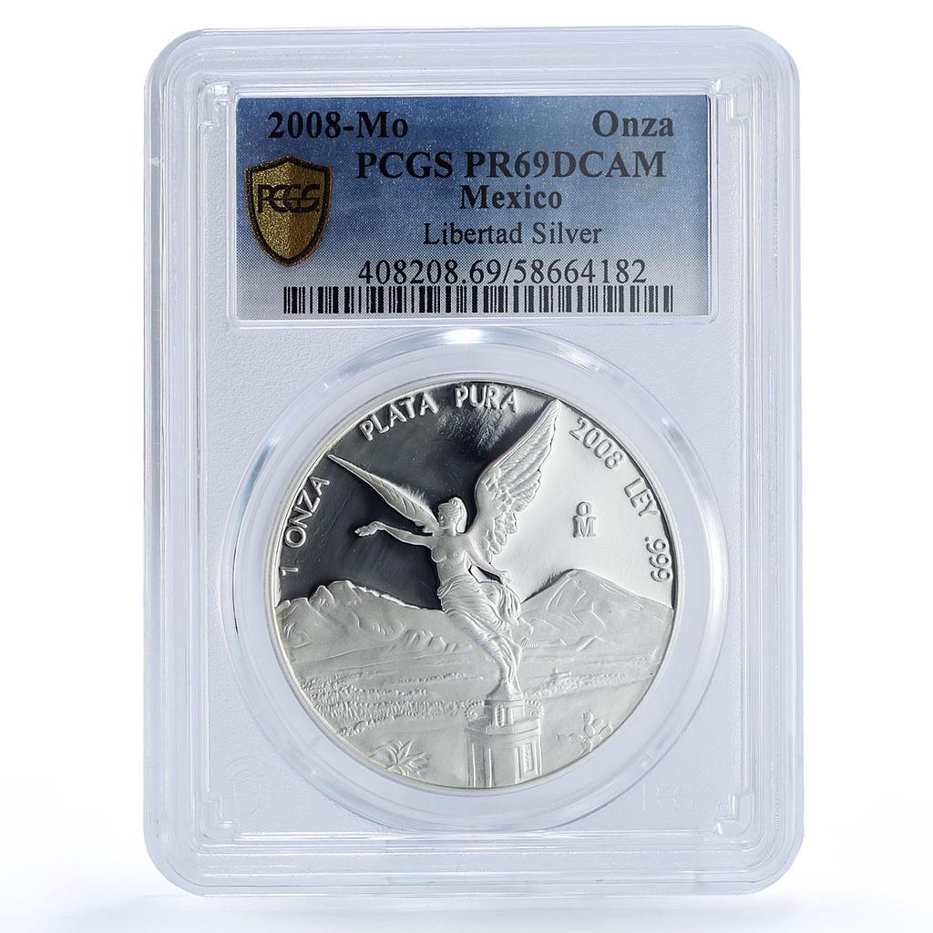 Mexico 1 onza Libertad Angel of Independence PR 69 PCGS silver coin 2008