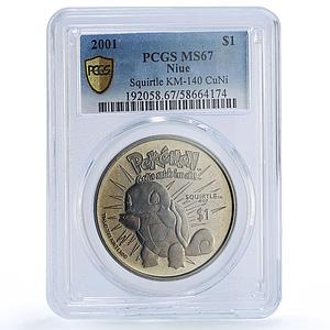 Niue 1 dollar Squirtle Pokemon Anime Cartoons MS 67 PCGS CuNi coin 2001