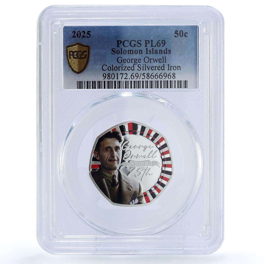 Solomon Islands 50 cents Orwell Literature PL 69 PCGS silvered iron coin 2025