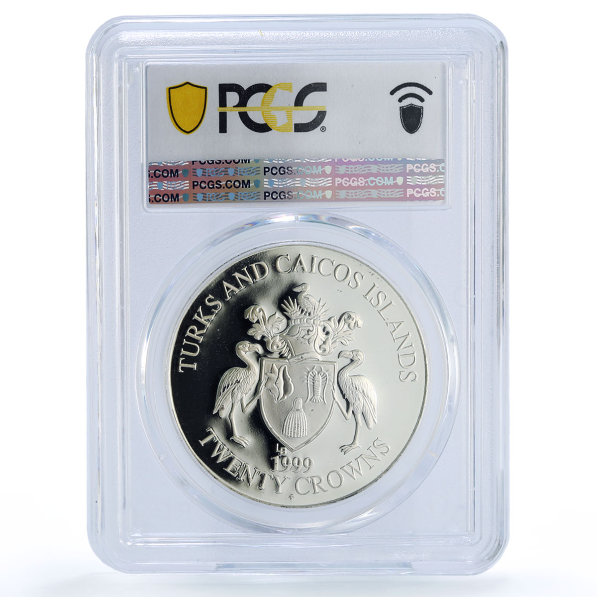 Turks and Caicos Islands 20 crowns Hummingbird Fauna PR 69 PCGS silver coin 1999