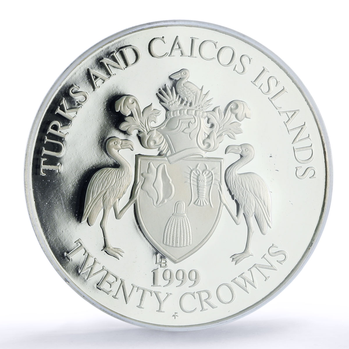Turks and Caicos Islands 20 crowns Butterflies Fauna PR 68 PCGS silver coin 1999