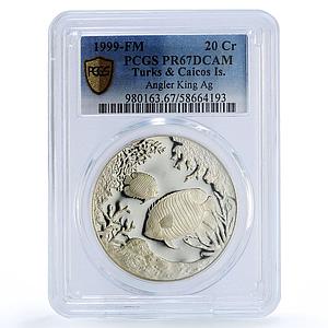 Turks and Caicos Islands 20 crowns Angler King Fish PR 67 PCGS silver coin 1999