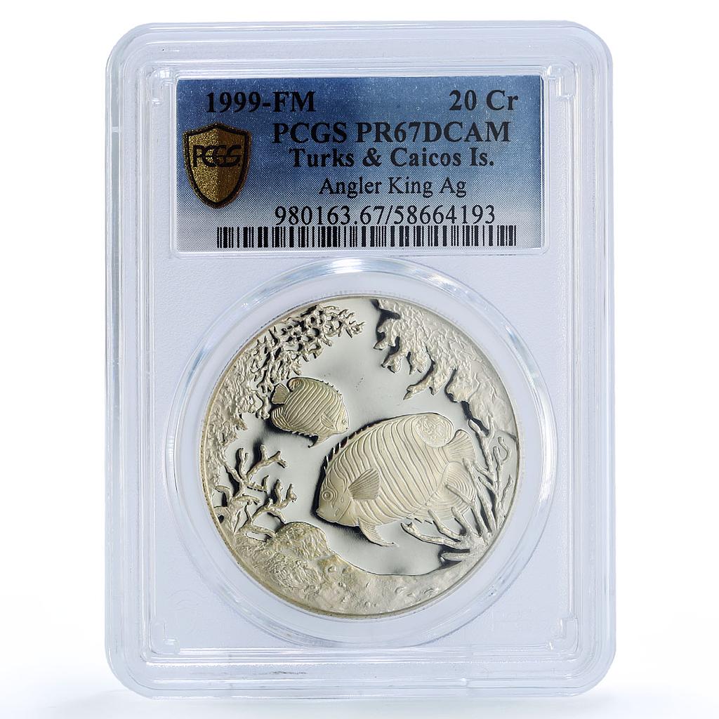 Turks and Caicos Islands 20 crowns Angler King Fish PR 67 PCGS silver coin 1999