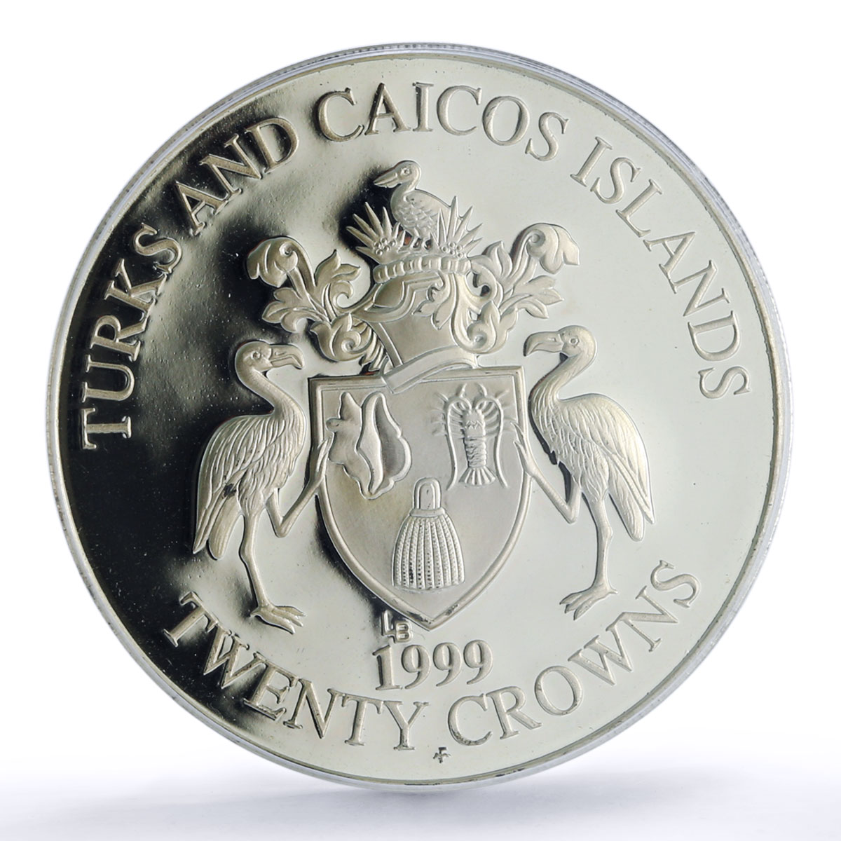 Turks and Caicos Islands 20 crowns Sea Turtle Fauna PR 70 PCGS silver coin 1999