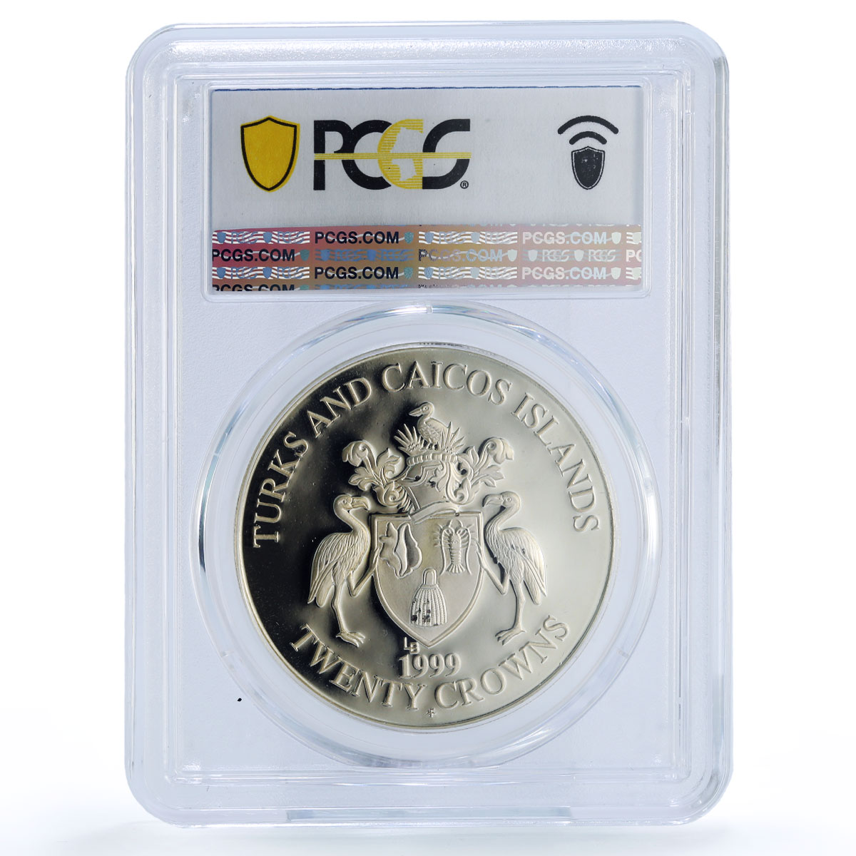 Turks and Caicos Islands 20 crowns Seahorse Fauna PR 69 PCGS silver coin 1999