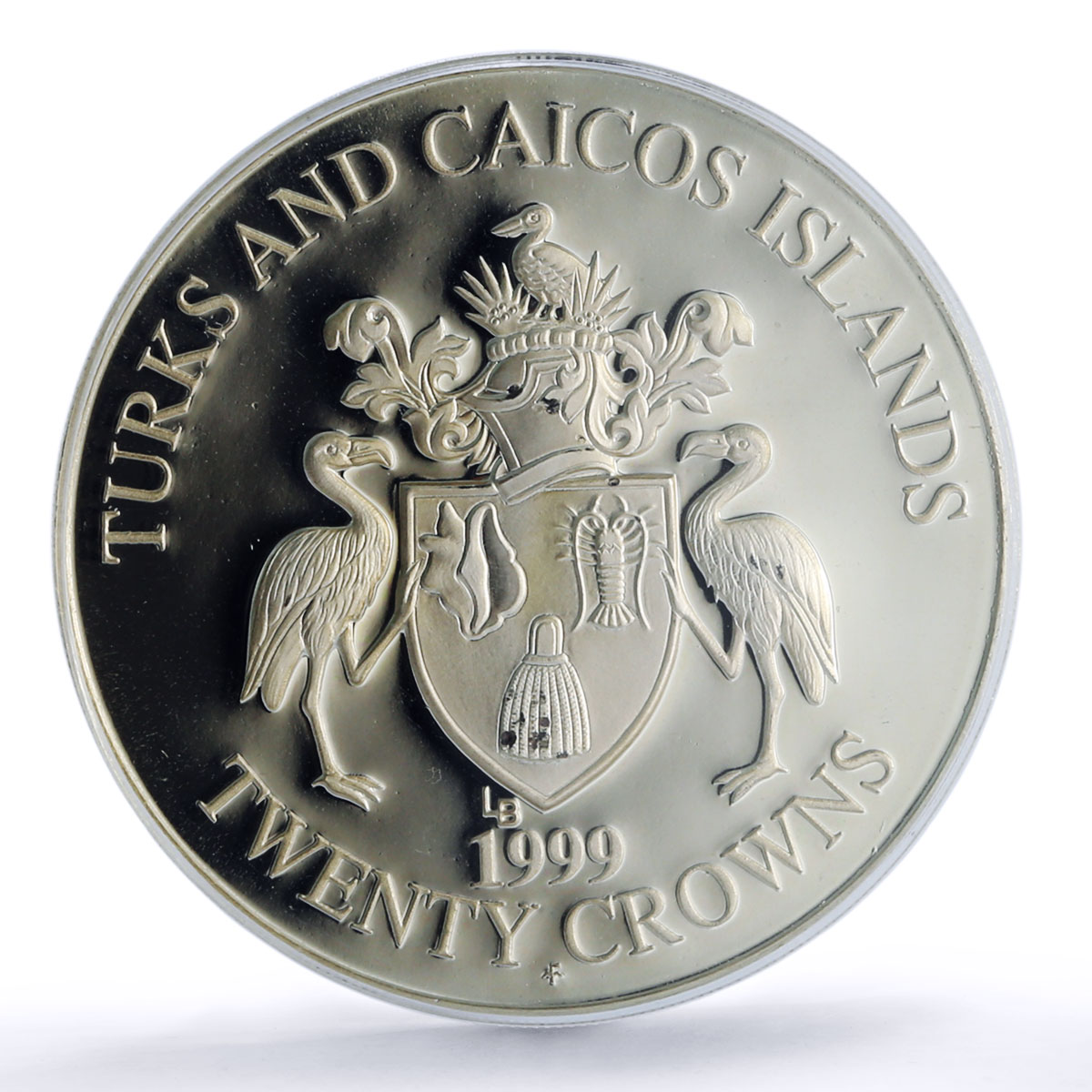 Turks and Caicos Islands 20 crowns Seahorse Fauna PR 69 PCGS silver coin 1999