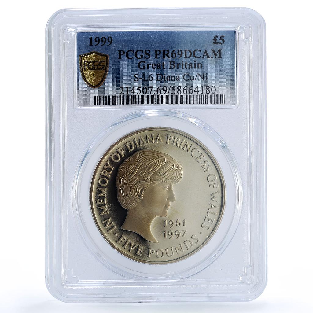 Great Britain 5 pounds Princess Diana Wales In Memory PR 69 PCGS CuNi coin 1999