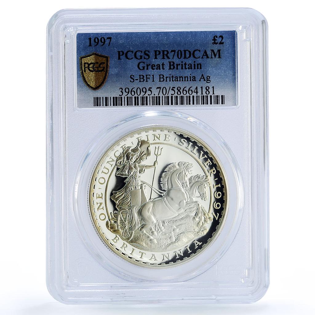 Great Britain 2 pounds Britannia Issue Anniversary PR 70 PCGS silver coin 1997