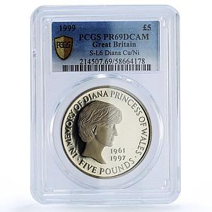 Great Britain 5 pounds Princess Diana Wales In Memory PR 69 PCGS CuNi coin 1999