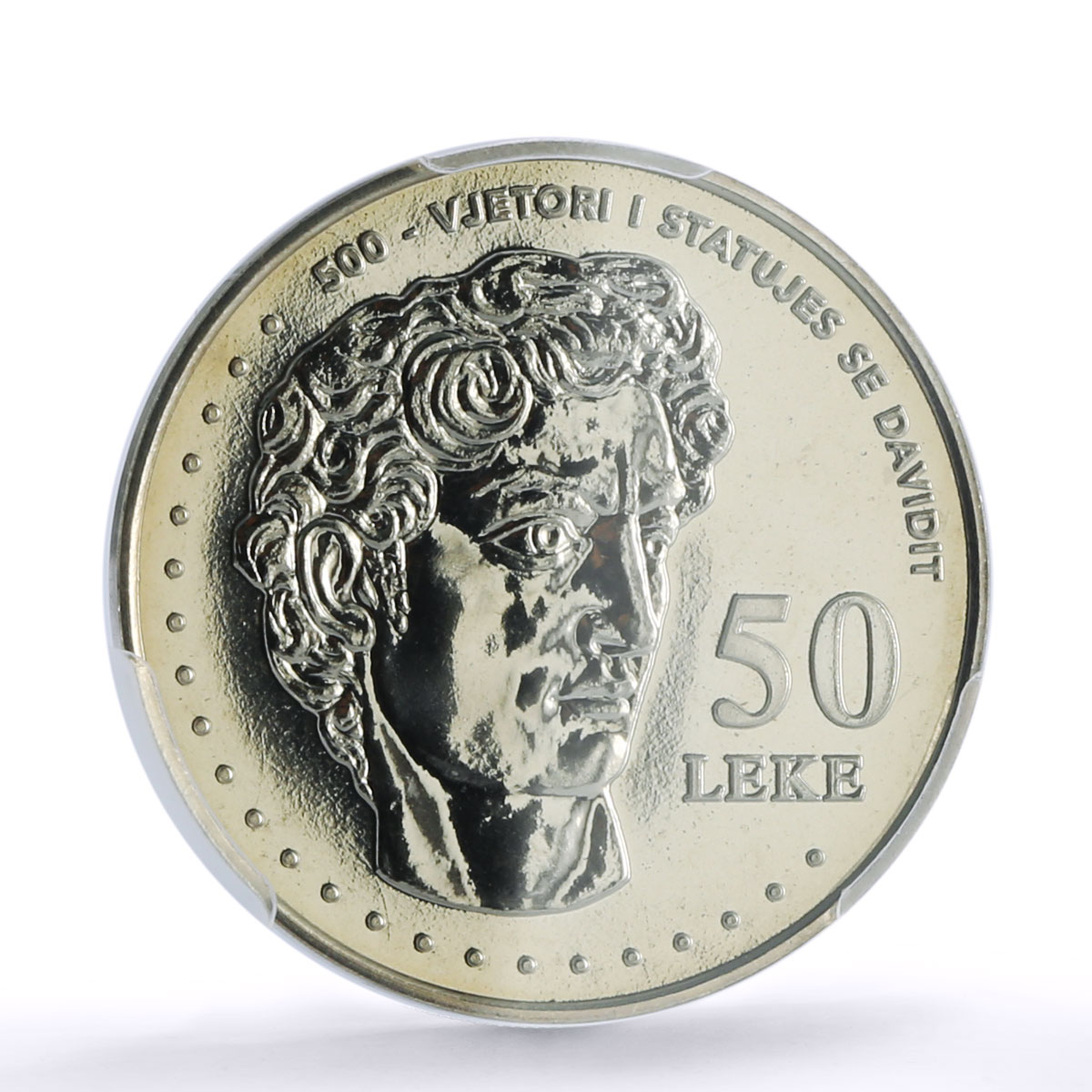 Albania 50 leke Michelangelo David Art Sculpture MS 69 PCGS CuNi coin 2001